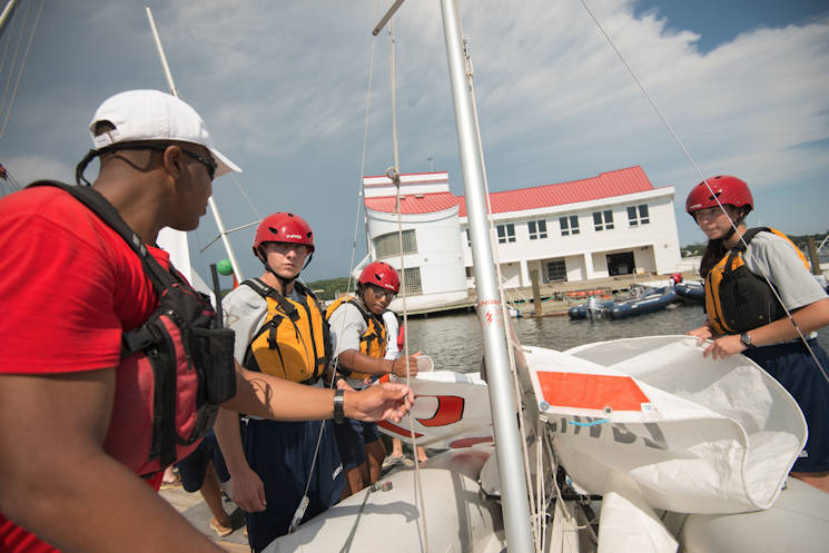 Members of the AIM program are taught basic navigation and seamanship principles during sailing programs during the AIM week. (U.S. Coast Guard courtesy photo)