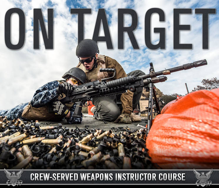 December 18, 2015 - All Hands Magazine graphic for CENSECFOR crew-served weapons instructor course. (U.S. Navy photo by Petty Officer 1st Class Jeremy Starr)