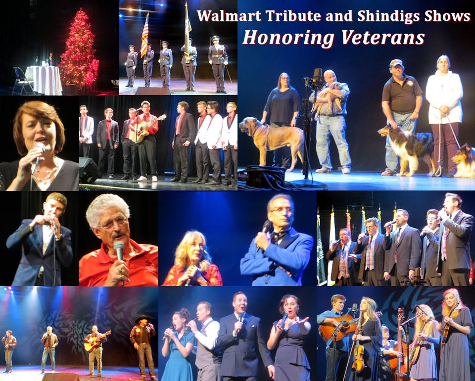 VeteransShow.com's is another veterans organization providing events honoring military veterans and active troops during the annual Branson Veterans week including its Shindigs Welcome Home and WALMART Tribute to the Veterans Shows in November 2019. (Photos and Collage Image by USA Patriotism!)