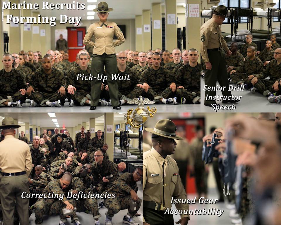 November 16, 2019 - Recruits with Alpha Company, 1st Recruit Training Battalion experience Forming Day learning the rules and regulations of recruit training on Marine Corps Recruit Depot Parris Island, SC. (U.S. Marine Corps photo by Lance Cpl. Godfrey Ampong)