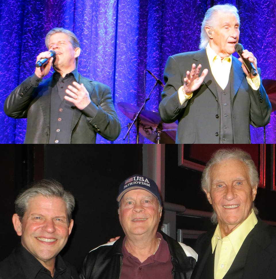 The must see very entertaining The Righteous Brothers show takes you back in time for a classic experience that remains ageless ... as was the case at the Harrah’s Las Vegas Hotel and Casino on February 26, 2020 ... with top scene showing them performing “Unchained Melody” (featured in the movie “Ghost”). Then after the show ... legendary Rock and Roll Hall of Famer Bill Medley and his new partner, Bucky Heard, met with USA Patriotism! founder David Bancroft and his wife (not pictured). Image and Photos by USA Patriotism!